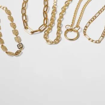 6Pc/set In Hot Zlatá Farba Viacvrstvových Náramky pre Ženy Duté Dizajn Cooper Železných Reťazí Ženské Šperky Príslušenstvo