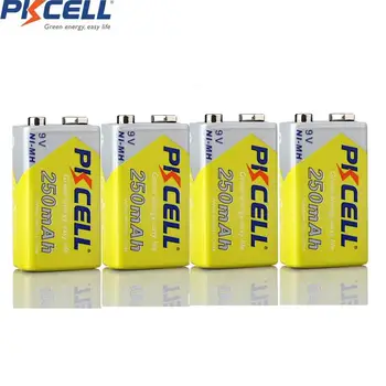 6PC/veľa PKCELL Ni-MH 9V 250mAh 6LR61 E22 MN1604 522 6f22 MN1604 Nabíjateľná Batéria pre elektronické teplomer