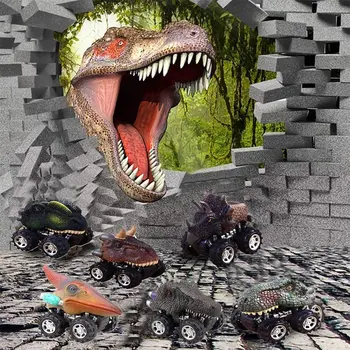 6pcs 6 štýlov Dmazing Hračka Vytiahnuť Späť Dinosaura Autá Veľkonočné Vzdelávacie Hračky Pre Deti Narodeninám Truck Model Hobby Party Láskavosti