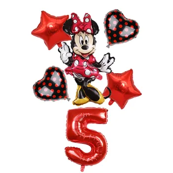 6pcs Cartoon Mickey Minnie Mouse Balón Fólie Narodeninovej Party Dekorácie 32inch červené číslo Balloon Air Globos Dieťa Sprchovací kút Deco