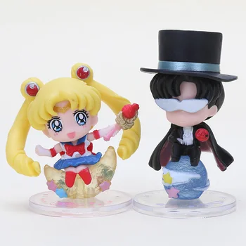 6pcs/set Sailor Moon Chibiusa Mizuno Minako Aino Venuša Mizuno Ami Ortuť Mars Keyring prívesok PVC Akčné Figúrky hračka