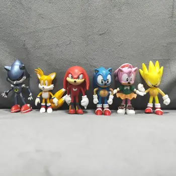 6Pcs/set Sonic The Hedgehog Tieň Chvosty Akčné Figúrky Komiksu, Anime Zbierky Hračiek z PVC Model Bábiky Deti Narodeniny, Vianočné Darčeky