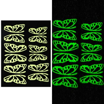 6pcs/set Zmiešané Fluorescencie 3D na Nechty, Nálepky, Obtisky Motýlích Krídel/Plameň/Digital/Cloud Dizajn Samolepiace Nail Art Decoration