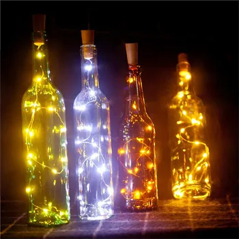 6pcs/veľa 2m 20 LED Batériou Napájaný Garland Fľaša Vína Svetlá s Korku Víla, Svetlá, Vianočné Dekorácie Halloween Bar Dekor