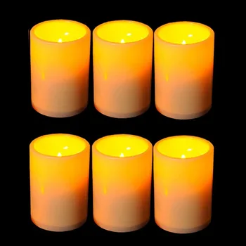6PCS/veľa 3X 4 Palcov Flameless Plastové Pilier Led sviečkach S Časovač Sviečka Svetlá na batériový Sviečka Príslušenstvo