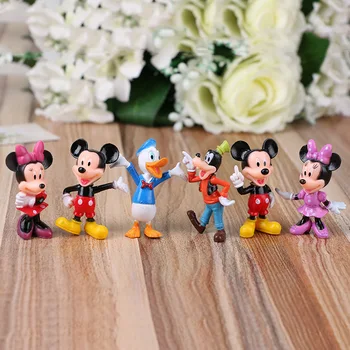 6pcs/veľa Disney Údaje Mickey Mouse, Minnie Mouse Clubhouse Narodeninovej Party Cake Decoration PVC Anime Obrázok Hračky pre Deti,