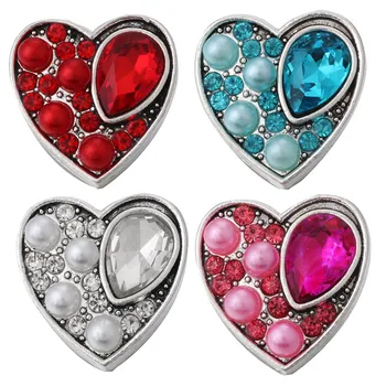 6pcs/veľa DIY Crystal Kov Srdce Modul Tlačidiel Šperky Nosenie 18 mm Kovové Modul Tlačidlo Šperky DIY Náramok
