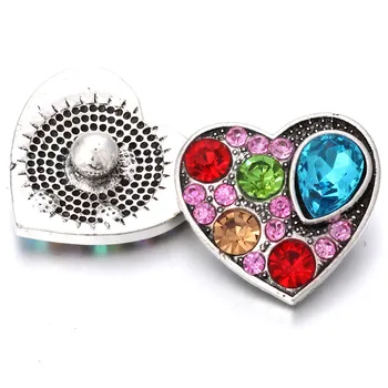 6pcs/veľa DIY Crystal Kov Srdce Modul Tlačidiel Šperky Nosenie 18 mm Kovové Modul Tlačidlo Šperky DIY Náramok