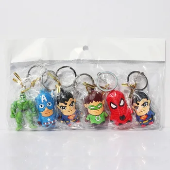 6pcs/Veľa Hulk, Spider-Man, Kapitán Amerika Green Lantern Keychains Prívesky, Hračky Obrázok