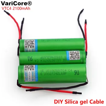 6pcs/veľa VariCore Pôvodné 3.6 V 18650 VTC4 2100mAh Vysoký odtok 30A Nabíjateľná batéria Pre US18650VTC4+DIY Silica gel Kábel