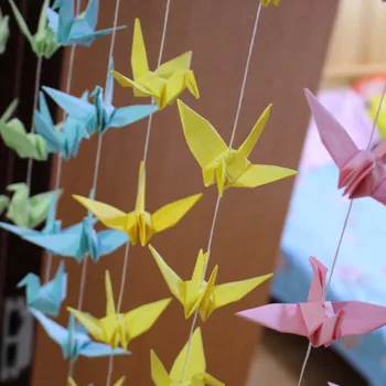 6set 15 cm DIY Ručný Papier Žeriav Bannery Pearly lesk Origami Žeriava Prívesky Narodeninovej Party Klesá Zapojenie Svadobná výzdoba