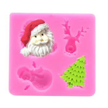 7 cm DIY Keychain Čokoláda Vianoce Cake Dekorácie Nástroj Santa Claus Vianočný Stromček Elk Snowflake Silikónové Formy Živice Formy A535