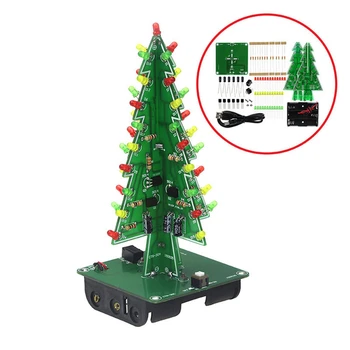 7 Farby, LED Flash Vianočné Strom DIY Montáž Sady LED 3D Xmas Tree Doska Elektronické Suite Dovolenku Dekorácie