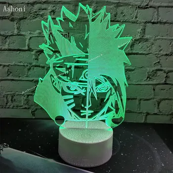 7 Farby Meniace Led 3D Uchiha Sasuke Modelovanie stolná Lampa Anime Domova Svietidlo Deti Darček Spánku Naruto Nočné Svetlo
