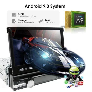 7 palcový Android 9 univerzálny autorádio 1 din android autorádio DVD Prehrávač, GPS, WIFI, Bluetooth, autoaudio Zadné VAČKY obd swc