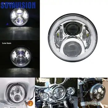 7 Palcový Motocykel LED Reflektor Motocykel Automobil Svetlomet 6500K H4 60 W 80 W S Uhlom Oči Amber Zase Svetlo Pre Harley Honda, Yamaha