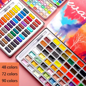 72/90Color Pearlescent Pevné Akvarelových farieb Set/Pearlescent Ručne maľované Farbou/Maľovanie/akvarelové farby / umelecké potreby