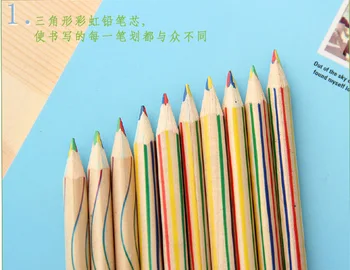 72pcs/veľa , Tvorivé 4 v 1 rainbow farebné ceruzky pre graffiti , pstruh drevené ceruzky pre deti DIY kresba , maľba