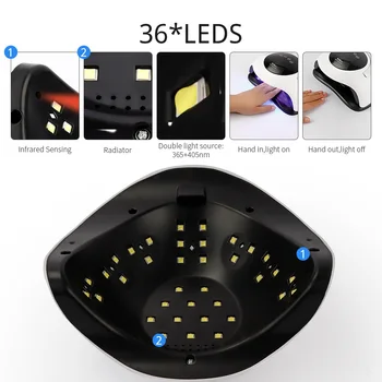 72W 36 LED Žiarovky Rukoväť UV Lampa LED Lampa na Nechty, Nechty, Vlasy Sušenie Všetky Gély, laky na Nechty Časovač Inteligentný Senzor Nail Art Nástroje na Manikúru