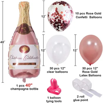 74pcs Fľaša Šampanského Balón Fľaša Vína ružové Zlato Balón Arch Garland pre Svadby, Narodeniny Bachelorette Svadobné Sprcha Strany