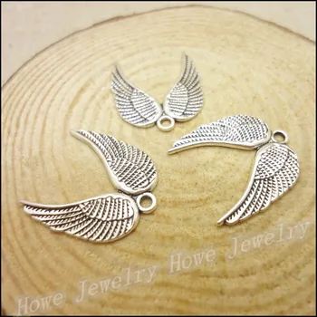 75pcs Kúzlo Vintage Krídlo Prívesok Antique silver Fit Náramky, Náhrdelník DIY Kovové Šperky Robiť