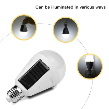 7W/12W LED Solárne Napájanie Žiarovka E27 Ziskové LED Solárne Svetlá Nabíjateľná Lampada LED Vodotesný Vonkajší Tábor, Stan Záhradné Osvetlenie