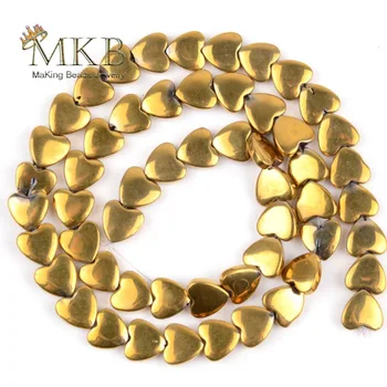 8*6 mm Prírodné Zlato Á Láska Srdce Hematite Kameň Korálky Na Výrobu Šperkov Diy Náramok, Náhrdelník Veľkoobchod Perles BIJOUX