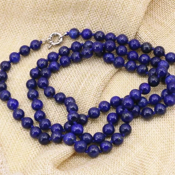 8 mm okrúhle korálky dlhý náhrdelník reťazca pre ženy prírodný kameň lapis lazuli veľkoobchodné ceny fashion, diy šperky 36inch B3211