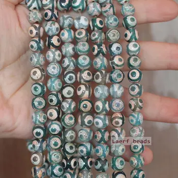 8 mm Zelená 3eyes Dávnych Tibete Dzi Agates Okrúhle Korálky , Pre DIY Šperky Robiť, prívesok,náhrdelník