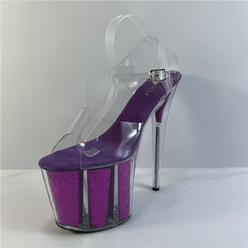 8 palce, letné sandále, purpurové lesklé crystal podrážkou pre strany a nočných klubov, 20 cm podpätky pre modely, tanečné topánky