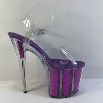 8 palce, letné sandále, purpurové lesklé crystal podrážkou pre strany a nočných klubov, 20 cm podpätky pre modely, tanečné topánky