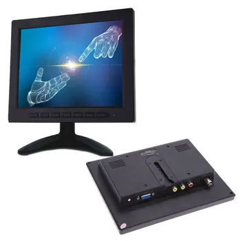 8 palcový TFT LCD Farebný Monitor CCTV Obrazovky Monitora VGA, BNC AV Vstup pre PC KAMEROVÝ Bezpečnostný Vzdialené a Stojan Otáčanie Obrazovky