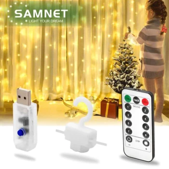8 Režimov 300 LED Víla String Svetlá Diaľkové Ovládanie USB Garland Opony Lampa pre Domáce Spálňa Strán Nový Rok Vianočné Dekorácie