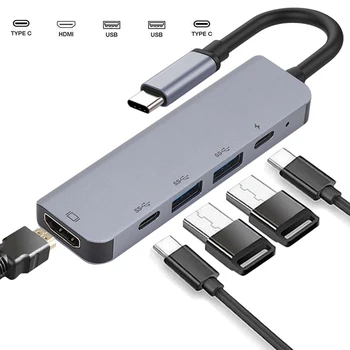 8 v 1 z Hliníkovej zliatiny USB-C ROZBOČOVAČ HDMI+USB 3.0+PD nabíjací kábel RJ45 Ethernet Micro SDTF OTG 3 v 1 5 1 6 v 1