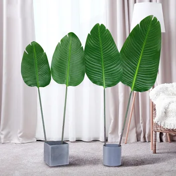 80cm98cm Umelé Veľký Banán Leaf Tropické Zelené Rastliny, Vnútorné a Vonkajšie Palma Listy Svadobné Hotel Office Home Decor