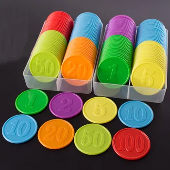 80PCS plastové pokerové žetóny hodnota 1 2 3 5 10 20 50 100 veľkých a malých čísel pre herné žetóny mince hrať hru čipy