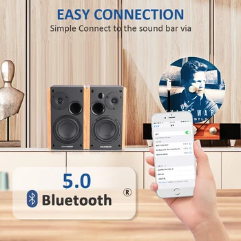 80W 2.0 hi-fi Reproduktor Reproduktory Bluetooth Reproduktorov Systému Drevo Hudby Reproduktory Na TV Počítač Soundbar 4.5 Palcový USB