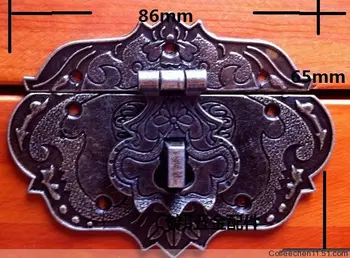 86*65mm Stredné políčko Starožitné kovové pracky Víno zamknúť Panel box pracky Visiaci zámok hasp Veľkoobchod