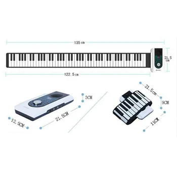 88 Kláves Profesionálne Roll Up, Elektronické Piano S MIDI Klávesnica Pre Hudobné Nástroje Milenca Darček