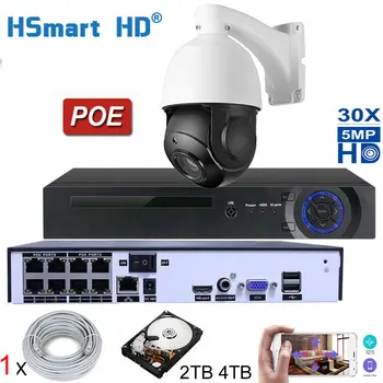 8CH POE NVR Vonkajšie Onvif 5MP PTZ IP Kamera H. 265 Systém 4. HDD KAMEROVÝ Bezpečnostný 30X ZOOM, Vodotesný Mini Speed Dome Kamery