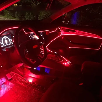 8M RGB Optický Auto Interiérové Dekoratívne Okolitého Svetla App Zvuk, Ovládanie LED Pásy Cigaretový zapaľovač Auto Atmosféru Žiarovka 12V