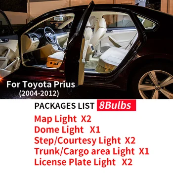 8pcs Auto Príslušenstvo, Biele Interiérové LED Žiarovky Balík Kit Pre 2004-2012 Toyota Prius T10 31MM Mapu Dome batožinového priestoru Lampa