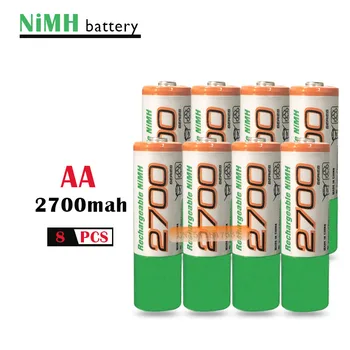 8pcs/veľa Originálne nabíjacie batérie veľkosti AA 2700 mAh ni-mh 1.2 v AA batérie