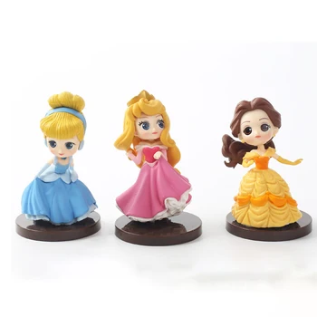 8pcs/veľa Q Posket princeznej obrázok Hračky, Bábiky Tiana Snow White Rapunzel Ariel Popoluška Belle Morská víla PVC Údaje hračky