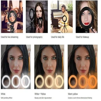 9 palcov LED Selfie Krúžok Svetlo Bluetooth Statív Stojí Mobilný Telefón Držiak Kamery Ringlight pre make-up YouTube Video, Fotografovanie