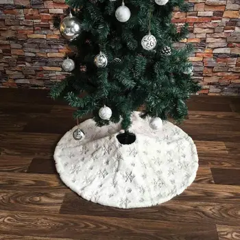 90 cm 122 cm Vianočný Stromček Sukne w/ Vyšívané Snowflake Home Party Dekor Kolo Koberec Vianočné Dekorácie pre Domov Rohože