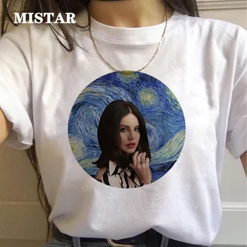 90. rokov Grafické Estetické T-Shirt Módy Nové Letné Top Žena Lana Del Rey Bežné Tričko Ženy Zábavné Vytlačené White Model Tees
