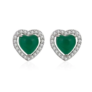 925 Podiel Emerald Jade Šperky Vykladané Láska Korálky Náušnice Národnej Štýl Zelená Achát Príslušenstvo DIY Chalcedony Ženy Ušné Štuple