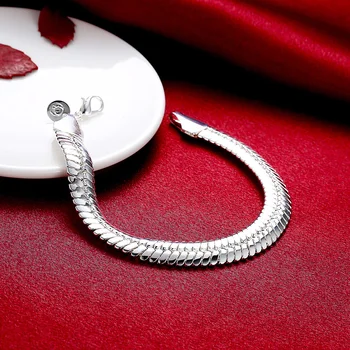 925 Sterling silver 10 MM Had 21.5 Ušľachtilý svadobné, pre ŽENY, MUŽOV, ušľachtilý módne šperky Pánske reťazca Náramok H231
