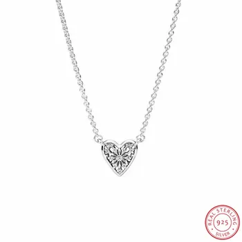 925 Sterling Silver 45 cm Reťazí Jemne Mrazivý Žiarivé Srdce Zimné Collier Náhrdelníky pre Ženy, Jemné Šperky FLN047